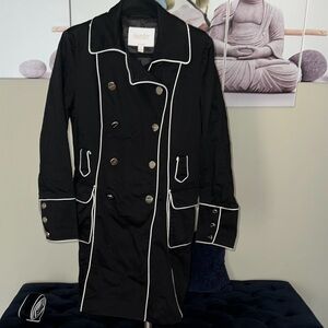 Laundry By Shelli Segal Black and White Trench Coat with Contrast Piping